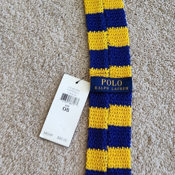 Polo Ralph Lauren Yellow and Blue Striped Knit Tie - Picture 4 of 8